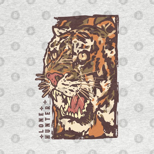 Tiger Vintage Hand Drawn by Mako Design 